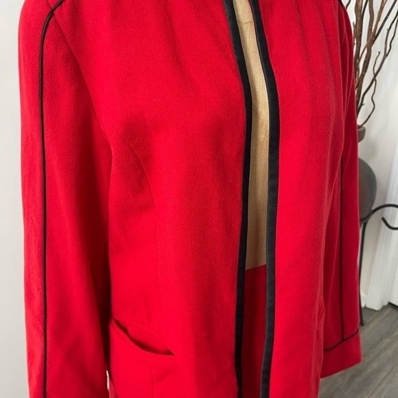 Koehler Vintage Womens Straight Skirt Suit Set 100% Wool Red Black Open Jacket - Picture 4 of 12